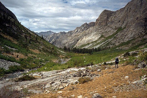 Look down canyon...